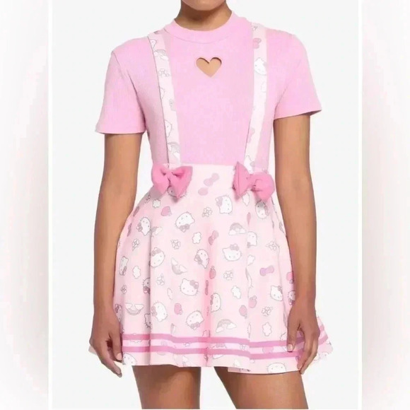 Hello Kitty by Sanrio Puffy Bow Suspender Pink Skirt Size L - Picture 1 of 6